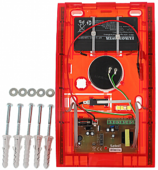 Sirenă de exterior SP-4006-R Satel120 dB, flash roșu, include acumulator 6V/1.3Ah