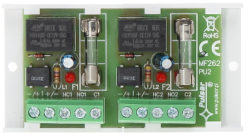 Modul 2 relee 10-16VDC comutare 1A la 50VAC AWZ-512 cu protecție cu siguranțe