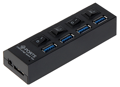 Hub USB 3.0 extern 4 porturi cu întrerupătoare și cablu 55 cm