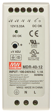 Sursă 12V industrială montaj șină DIN Delta Electronics MDR-40-12