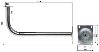 Suport antenă UML-38L50 lungime 50cm inaltime 10cm