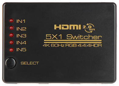 Switch HDMI 1.4b 5 intrări 1 ieșire cu telecomandă