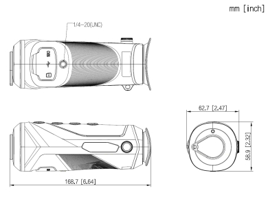 Monoclu termoviziune TPC-M20-B15-G 10mm 256×192px Dahua detecție om 710m