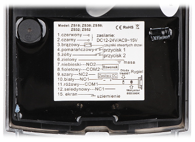 Tastatură RFID 125kHz ZS30 Vidos IP65 standalone 2 relee, 1010 utilizatori 