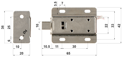 Yală electromagnetică pentru dulapuri/ sertare ATLO-DT-L08 argintie