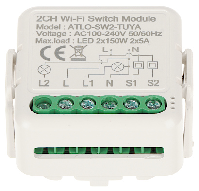 Controller iluminat LED 2 canale ATLO-SW2 Wi-Fi, 100...240 VAC Tuya Smart