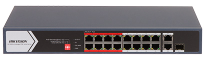 Switch 16 porturi PoE, 2 porturi uplink Hikvision DS-3E0318P-E/M