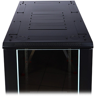Cabinet rack servere 27U 600X1000 de podea ușă sticlă sarcină max. 1000kg cu role și picioare