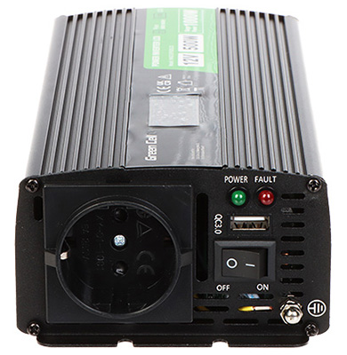 Invertor auto 12V 500W INV/12P500/LCD Green Cell sinusioida aproximată cu USB quick charge