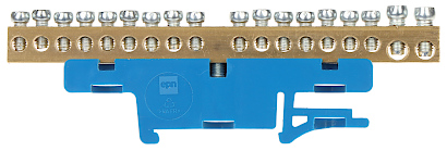 Bloc terminal de distributie 16xØ4mm + 2xØ5mm albastru LZ-18/N1/EPN cu montaj șină DIN Elektro-Plast