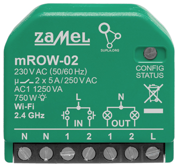 COMUTATOR INTELIGENT M/ROW-02 Wi-Fi SUPLA 230 V AC ZAMEL