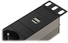 PDU 6 posturi Rack 19inch cu întrerupător + USB 16A PD-6/R-USB 1.8 m