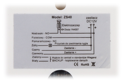 Controller acces autonom RFID+tastatură ZS40W VIDOS, 125 KHz, IP40, alb